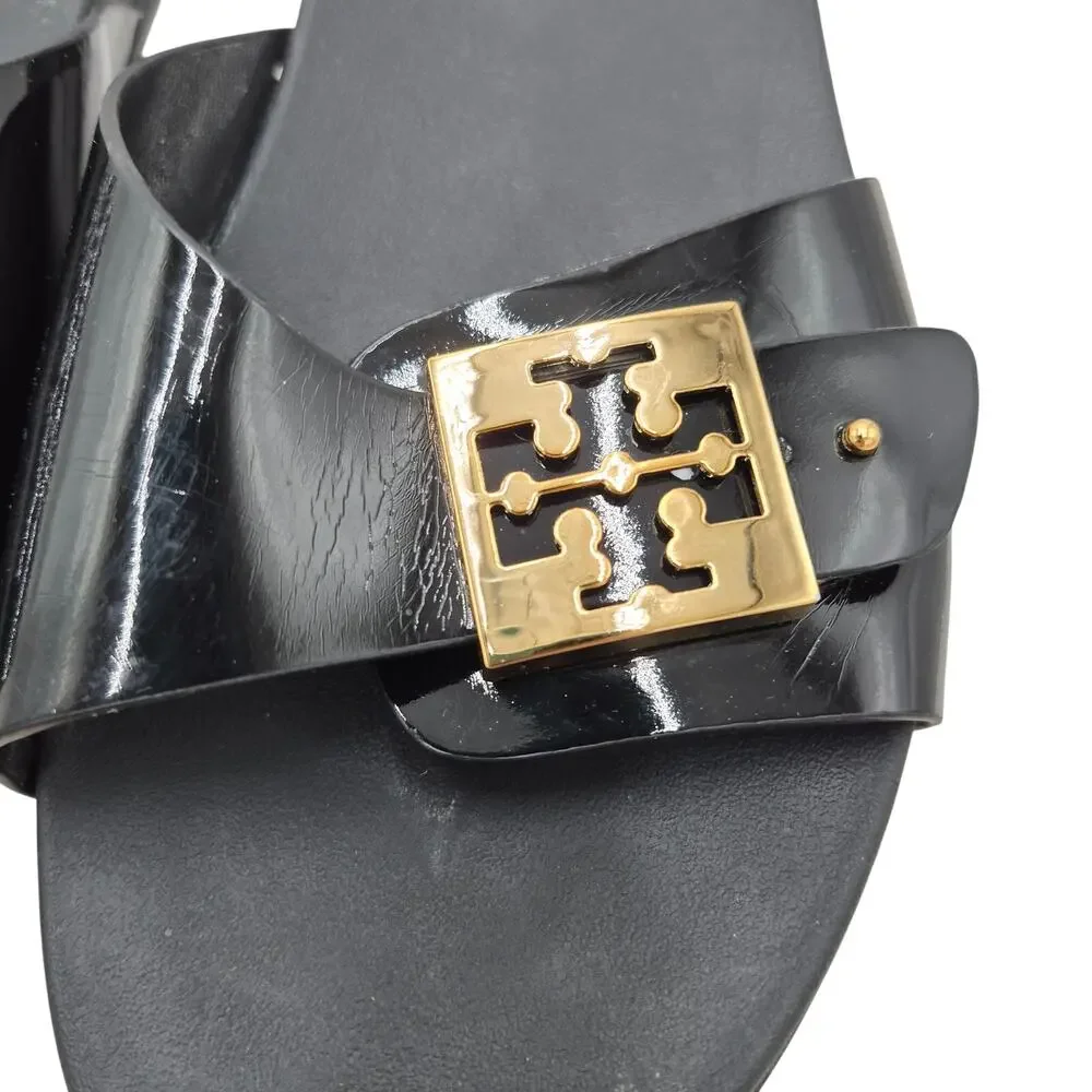 Tory Burch Women's Mellow Buckle Slides slip on black leather women's size 11